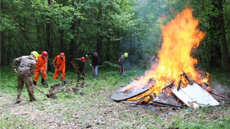 В Канашском районе состоялись учения по ликвидации лесного пожара