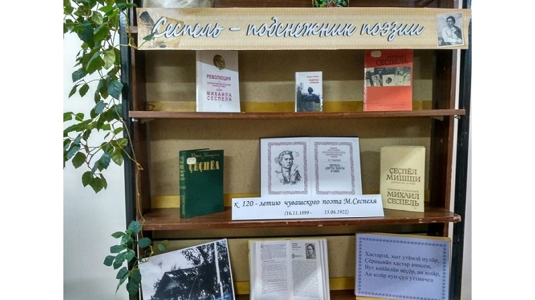 Юбилейная книжная выставка «Сеспель – подснежник поэзии» в Шумерлинской сельской библиотеке