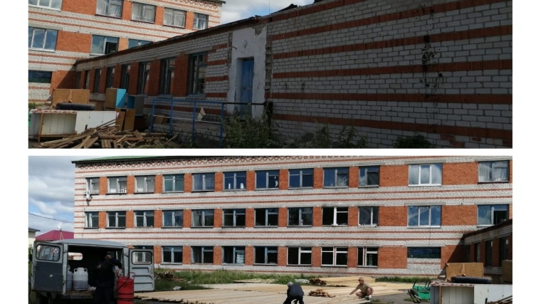 Турмышская школа: работники ООО «Волгаремстрой» начали работы на кровле здания