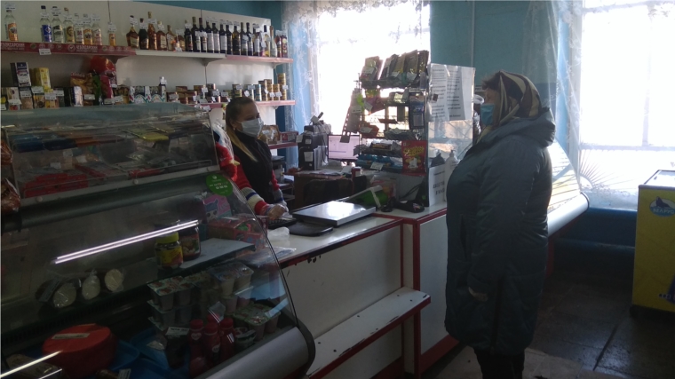 Проверка соблюдения масочного режима в торговых точках в целях предотвращения коронавирусной инфекции на территории Большеяушского сельского поселения