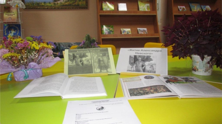 Книжная выставка «Защитник земли Русской» в Новочелны-Сюрбеевской сельской библиотеке