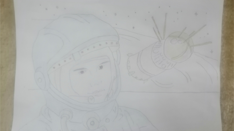 В Раскильдинсом сельском Доме культуры организовали выставку детских рисунков, посвященную дню космонавтики.