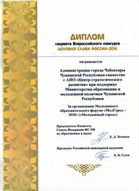 Диплом за Молодежный образовательный форум «МолГород – 2010».