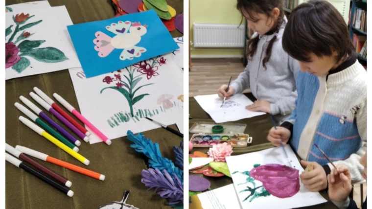 В Ишпарайкинской сельской библиотеке для юных читателей проведен мастер-класс «Открытка для мамы».