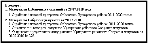 :  :
1.     20.07.2010 
1.       :2011-2020 .
2.     20.07.2010
1.       : 20112020 .
2.         .
3.           20.05.2010  396.


                                                      
